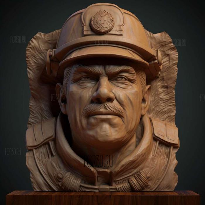 Head of fireman 1 stl model for CNC